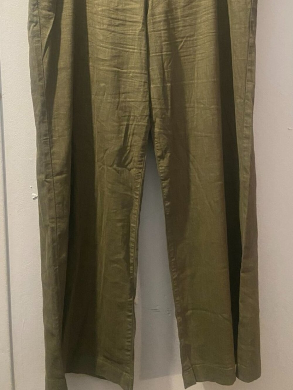 KUT From The Kloth Olive Green Linen Blend Relaxed Straight Leg Pants Size 12 - Picture 3 of 9